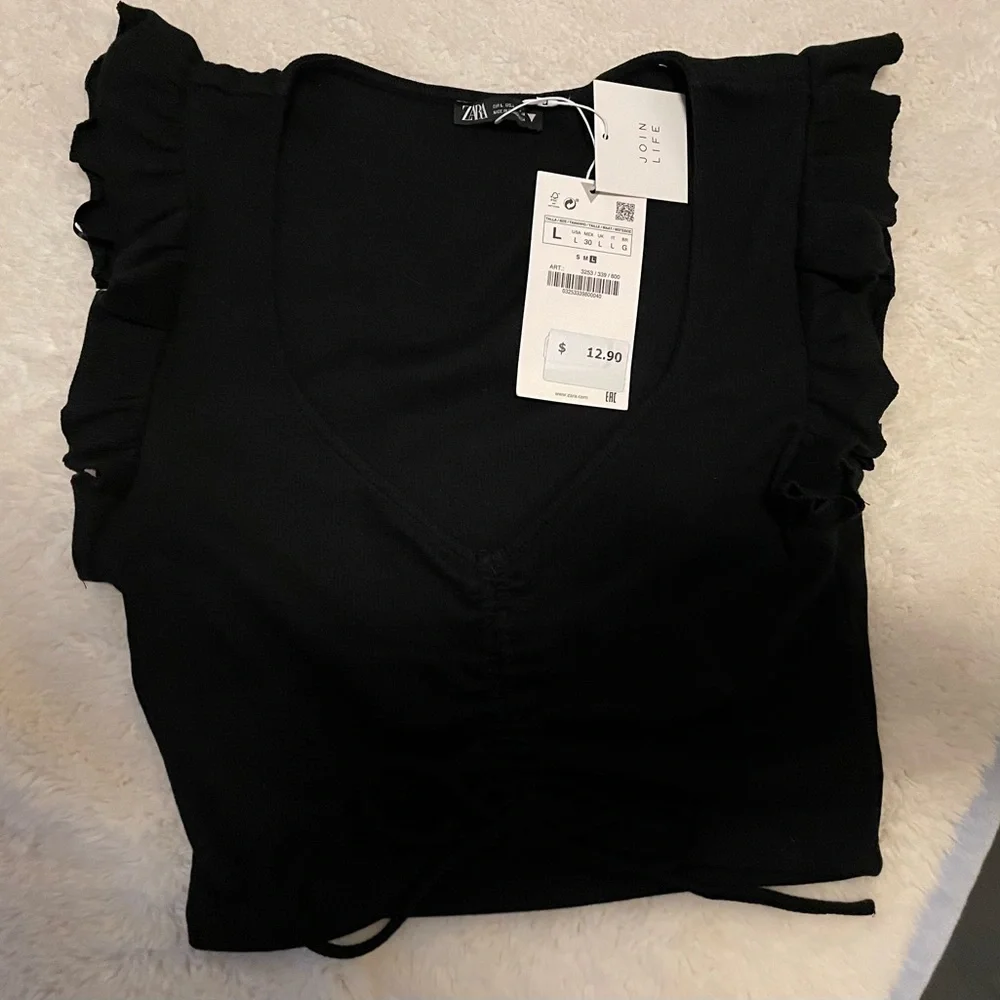 ZARA Womens ruffled sleeve crop top, size large - Picture 4 of 8